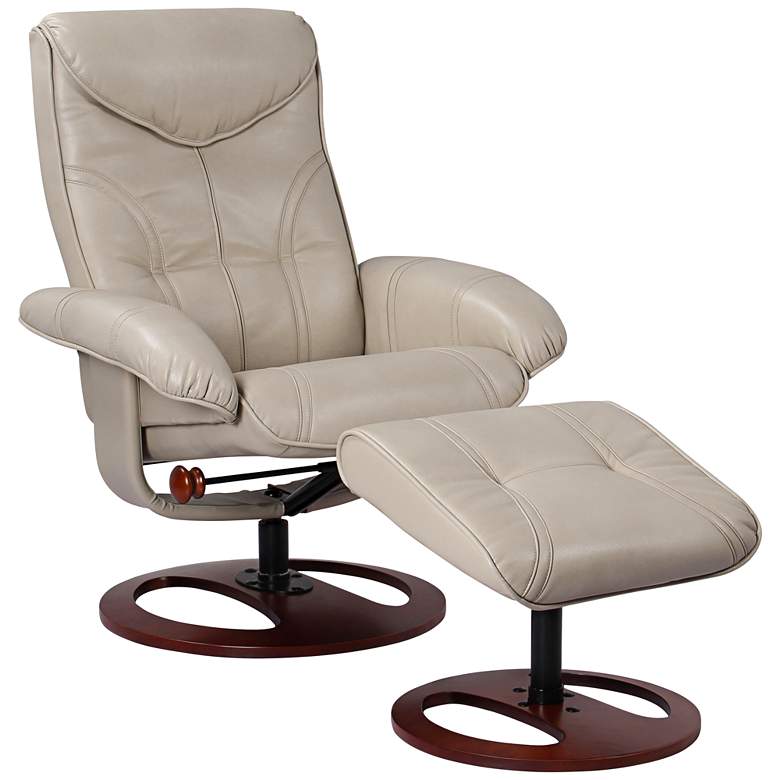 Image 3 BenchMaster Newport 30" Wide Taupe Swivel Recliner and Slanted Ottoman