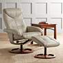 2_BenchMaster Newport 30" Wide Taupe Swivel Recliner and Slanted Ottoman