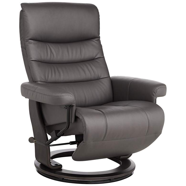 Image 3 BenchMaster Peregrine 31" Wide Charcoal Faux Leather Swivel Recliner