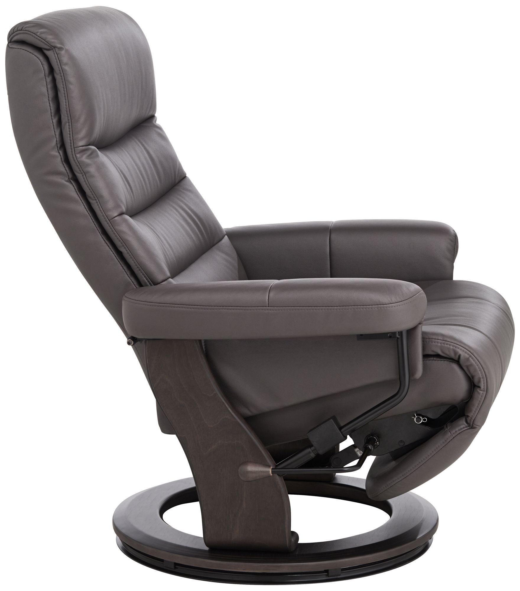 BenchMaster Peregrine 31" Wide Charcoal Faux Leather Swivel Recliner in scene