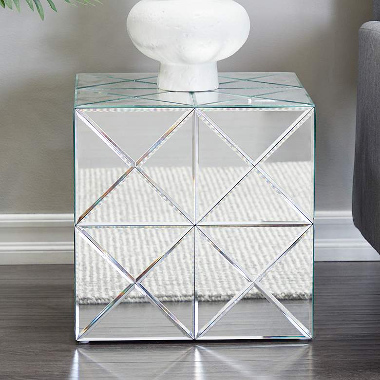 Image 1 Bender 17 3/4" Wide Silver Mirrored Square Accent End Table