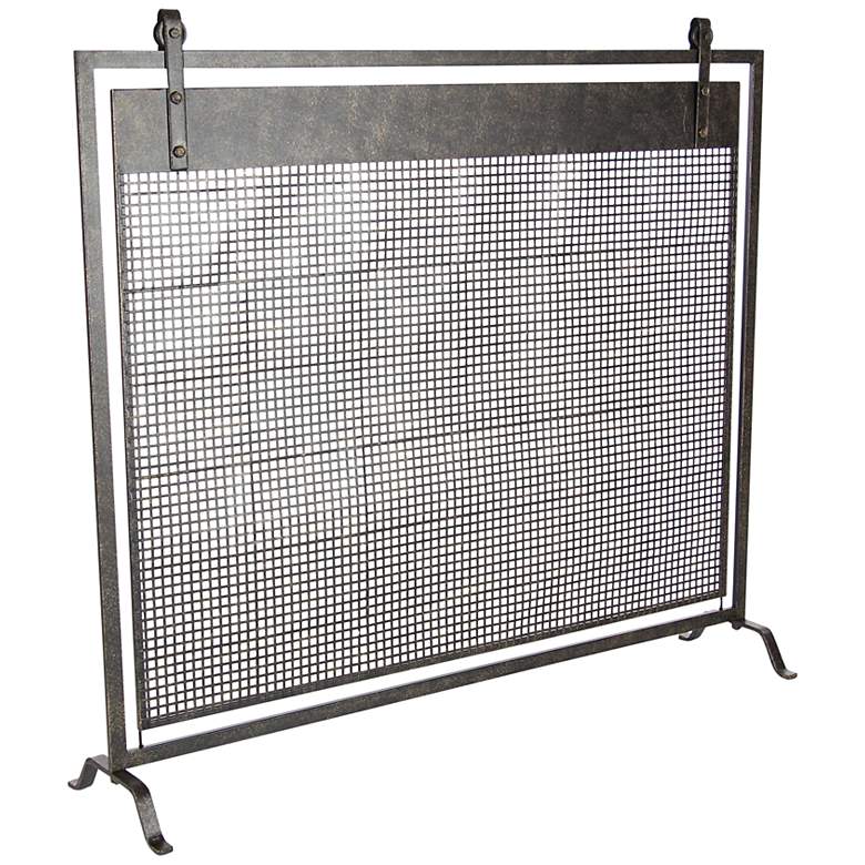 Image 2 Bender Black Metal 35" High Geometric Fireplace Screen