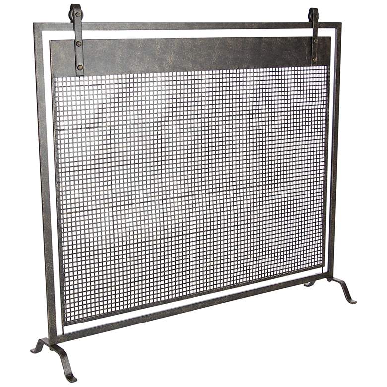 Image 2 Bender Black Metal 35 inch High Geometric Fireplace Screen