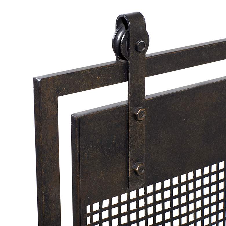 Image 3 Bender Black Metal 35" High Geometric Fireplace Screen more views