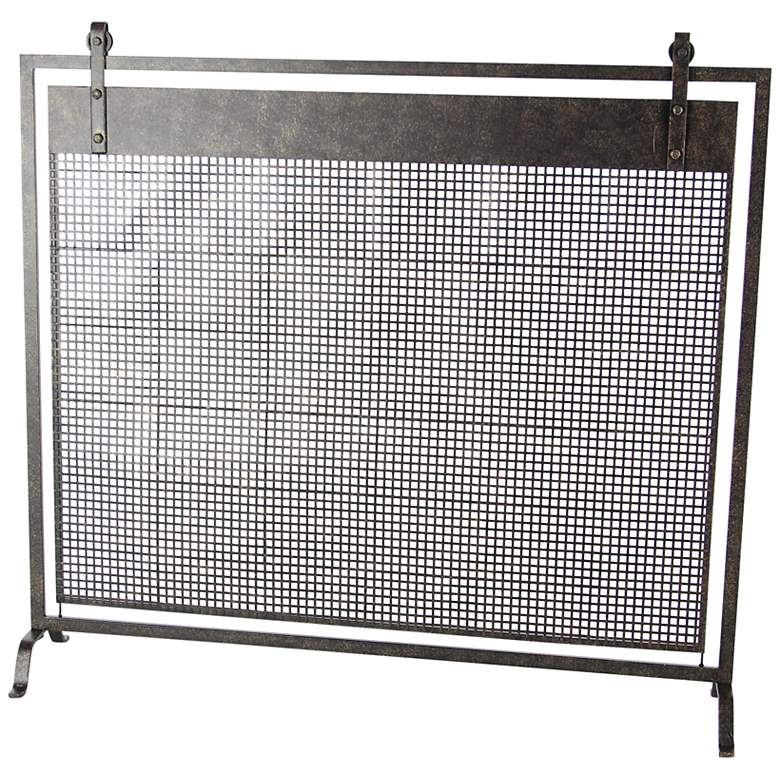 Image 5 Bender Black Metal 35" High Geometric Fireplace Screen more views