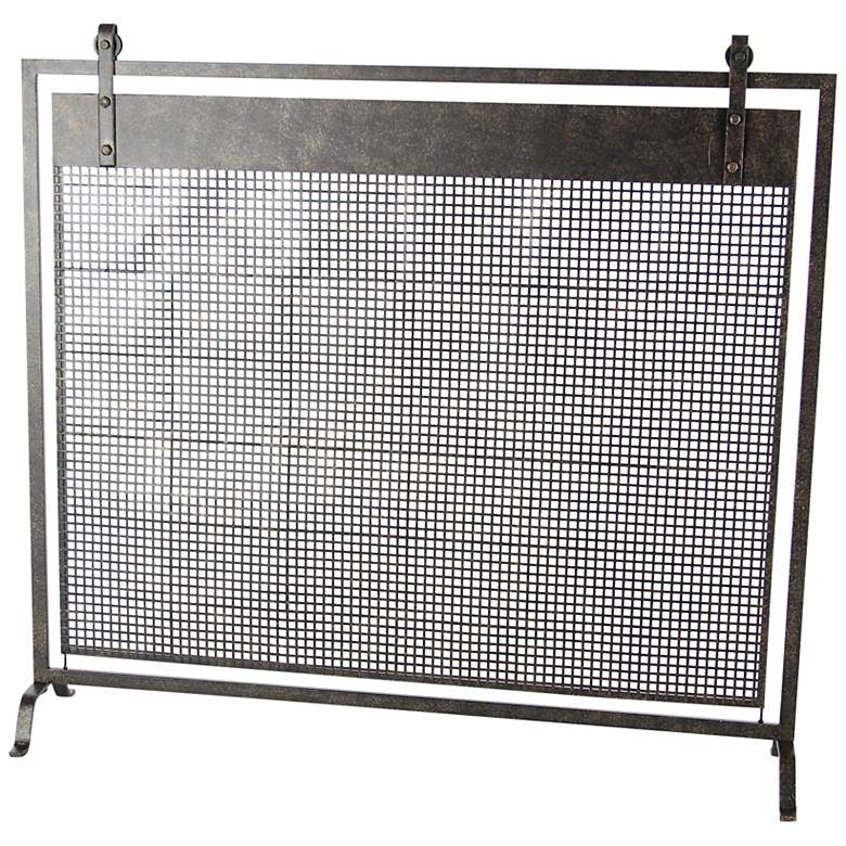 Image 5 Bender Black Metal 35 inch High Geometric Fireplace Screen more views