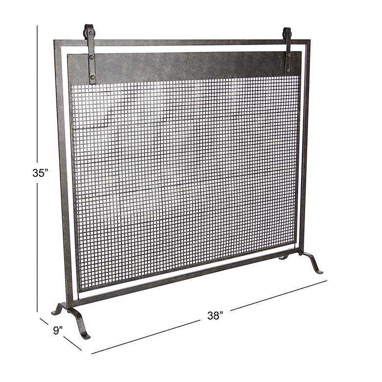 Image 6 Bender Black Metal 35" High Geometric Fireplace Screen more views