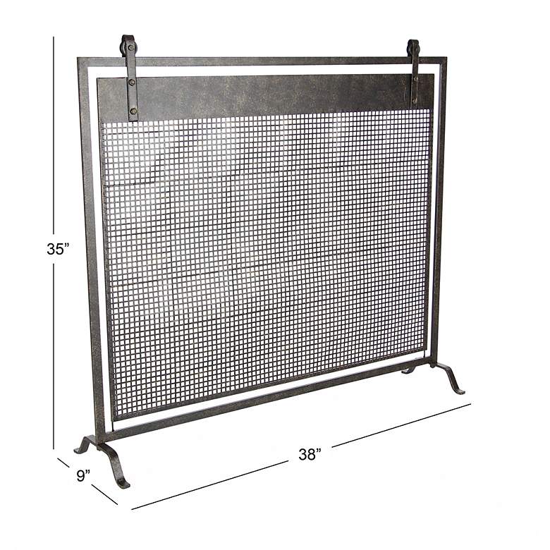 Image 6 Bender Black Metal 35 inch High Geometric Fireplace Screen more views