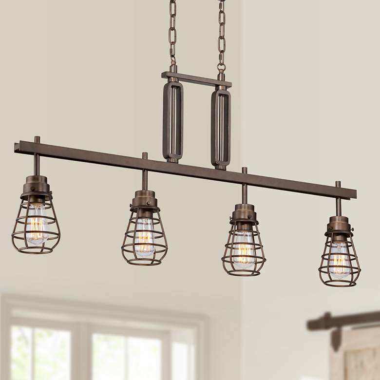 Image 1 Bendlin 40 3/4 inch Wide Bronze LED Kitchen Island Light Pendant