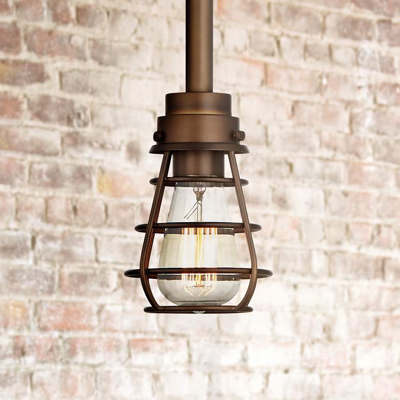 Image 1 Bendlin Industrial 5" Wide Oil-Rubbed Bronze Mini Pendant