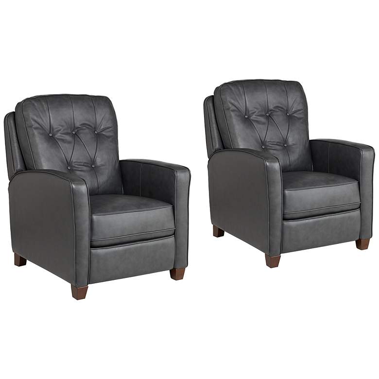 Image 1 Benedict Livorno Gray Leather 3-Way Recliners Set of 2