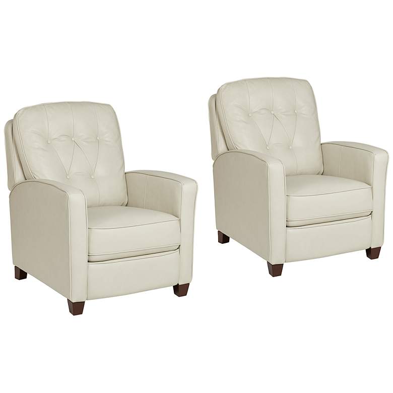 Image 1 Benedict Livorno Pearl Off-White Leather 3-Way Recliners Set of 2