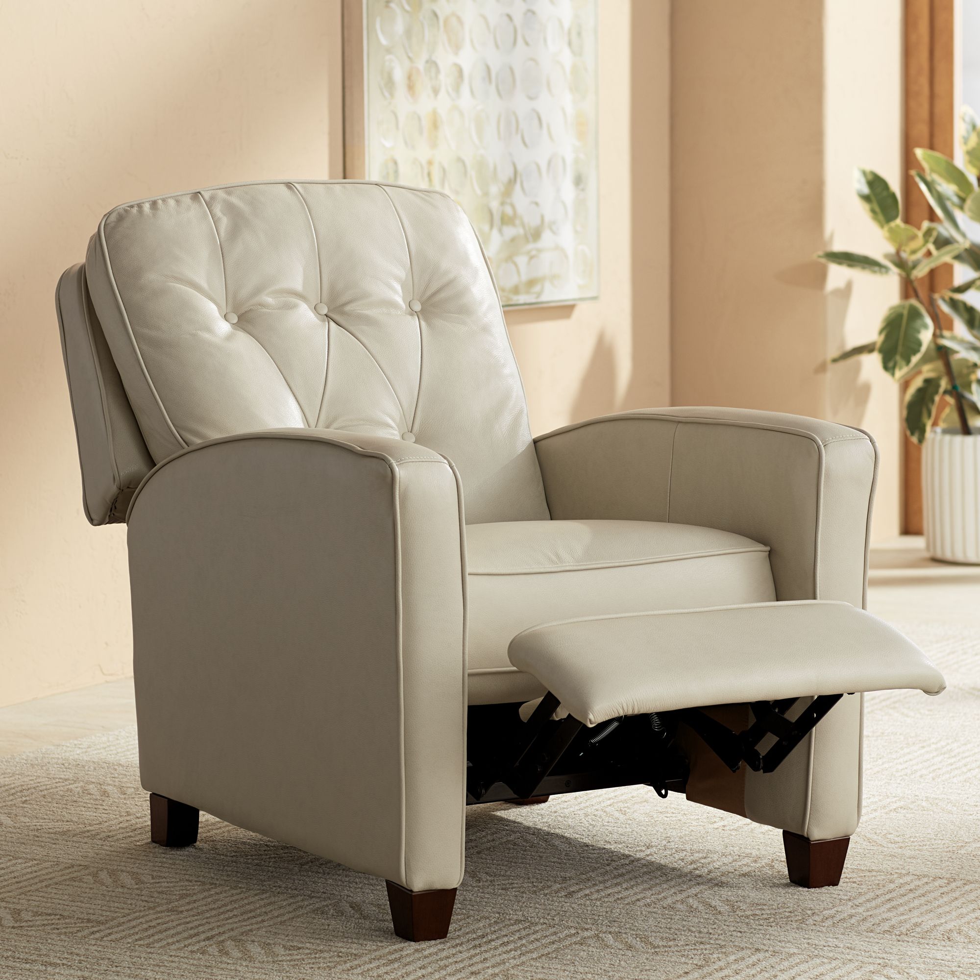 Benedict Livorno Pearl Off-White Leather 3-Way Recliners Set of 2
