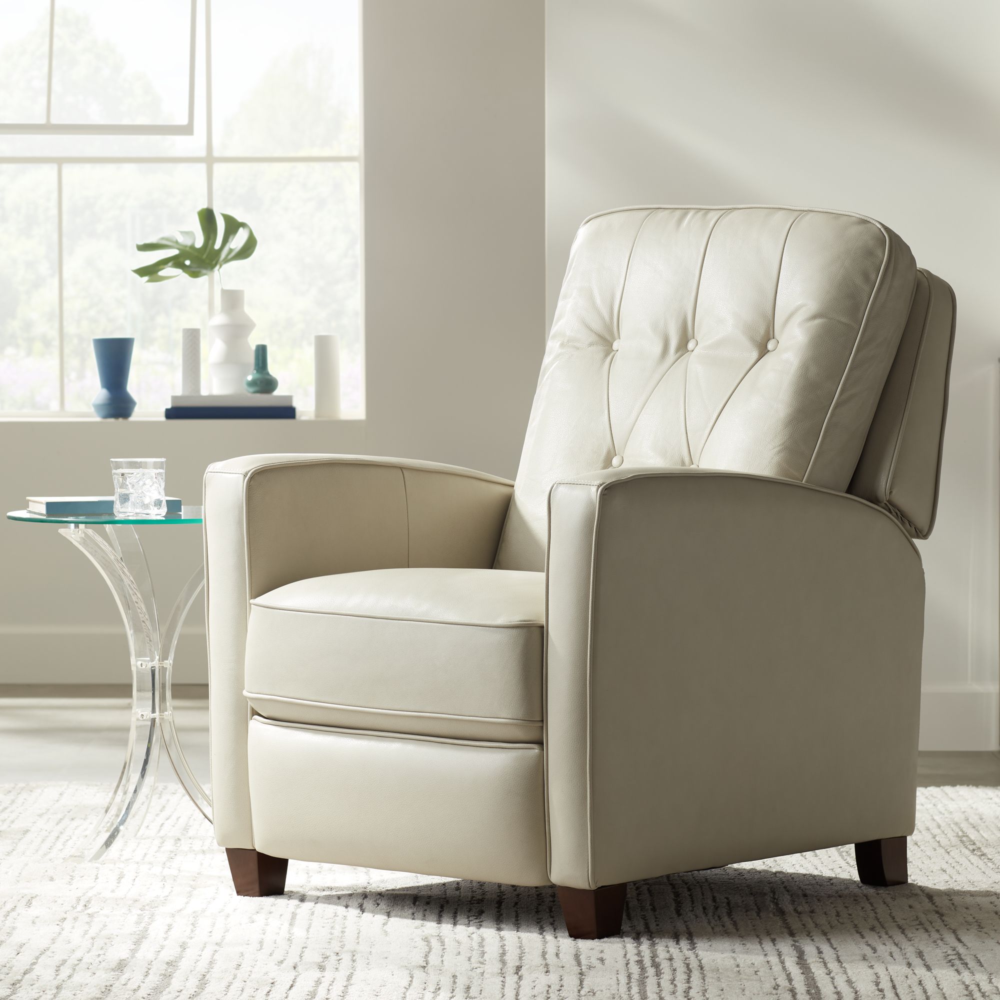 Benedict Livorno Pearl Off-White Leather 3-Way Recliners Set of 2