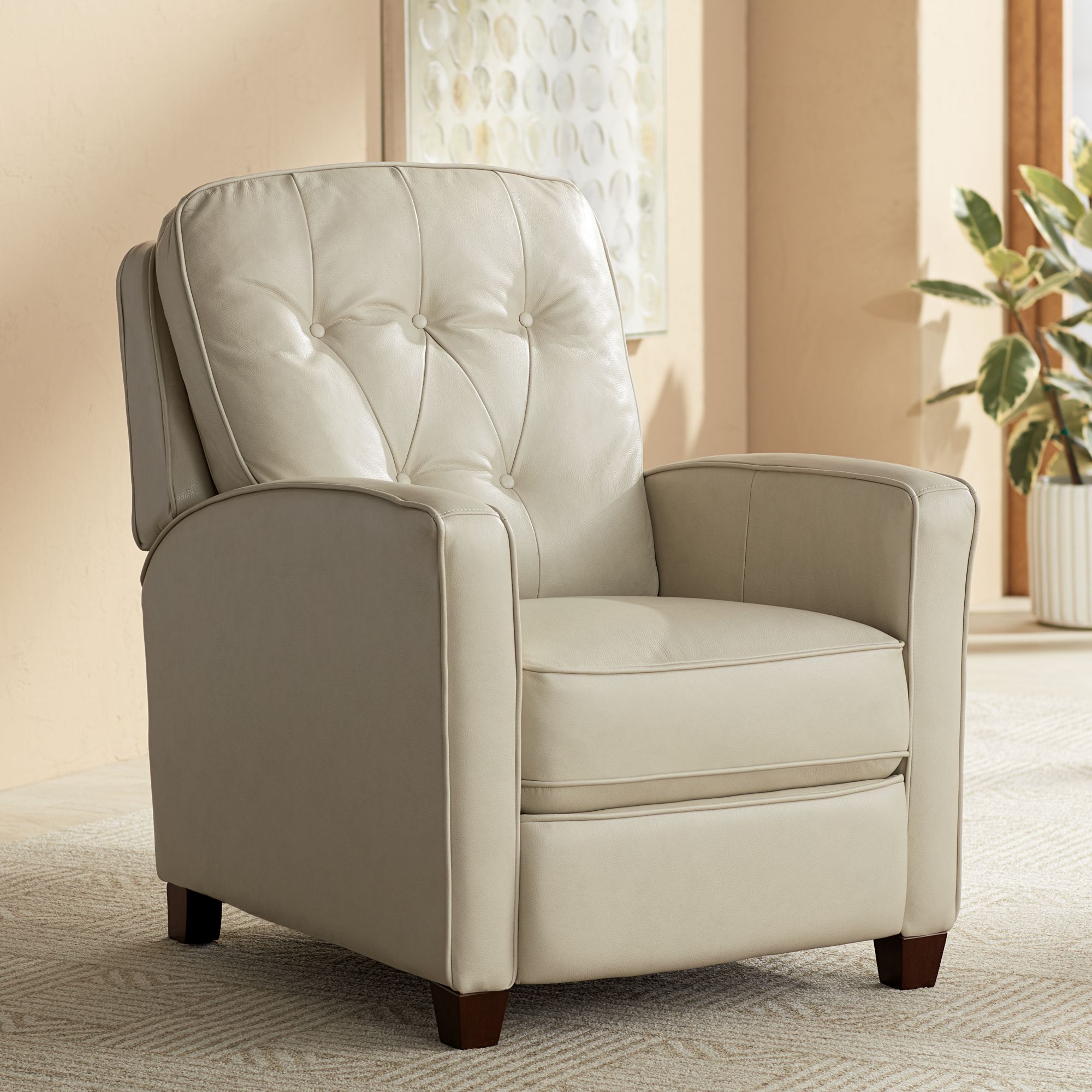Benedict Livorno Pearl Off-White Leather 3-Way Recliners Set of 2