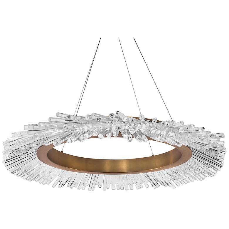 Image 3 Benediction 38 1/4"W Aged Brass Crystals LED Pendant Light