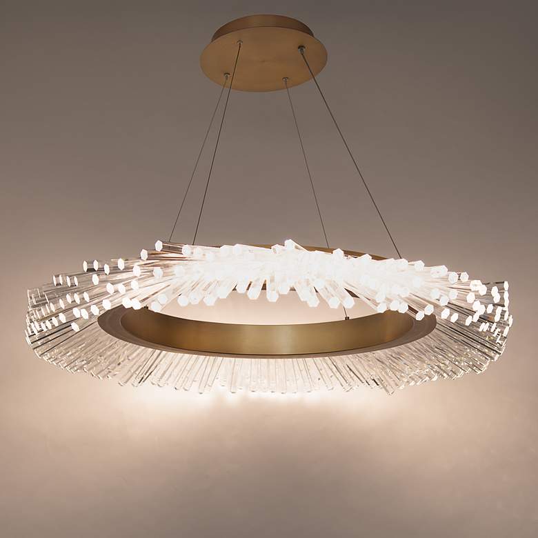 Image 5 Benediction 38 1/4"W Aged Brass Crystals LED Pendant Light more views