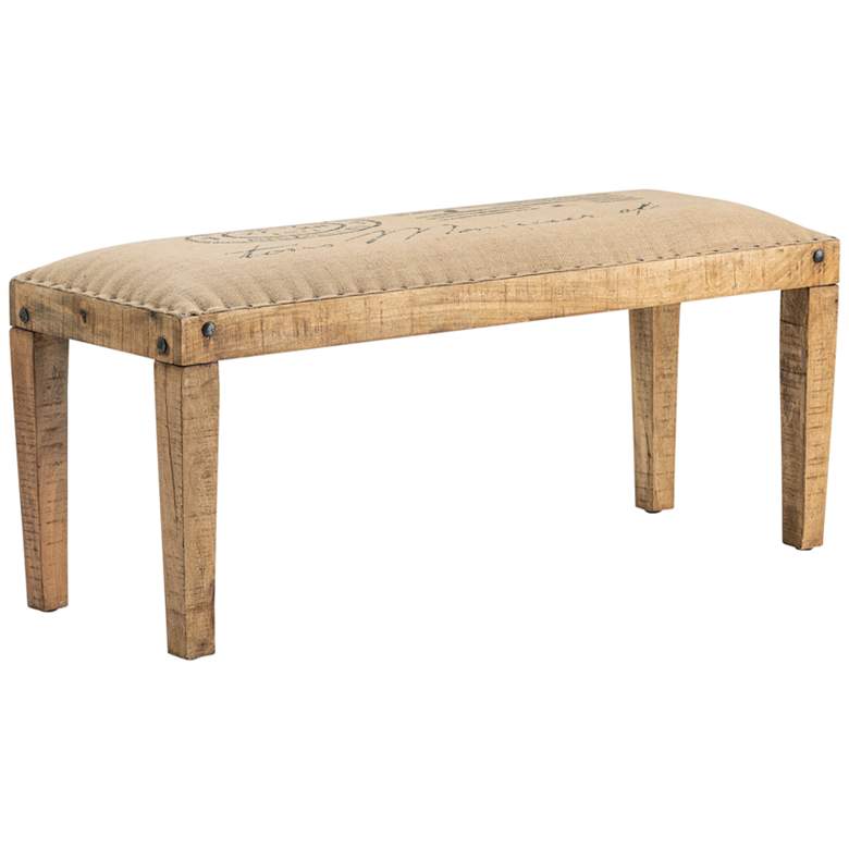 Image 1 Bengal 46 inch Wide Manor Mango Wood and Burlap Bench