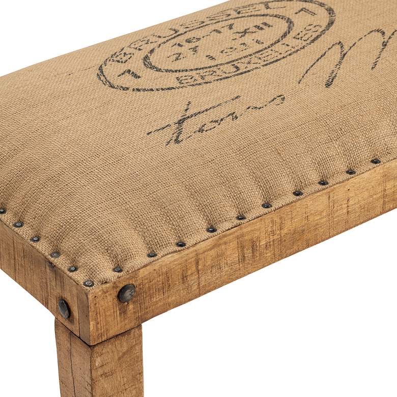 Image 2 Bengal 46 inch Wide Manor Mango Wood and Burlap Bench more views
