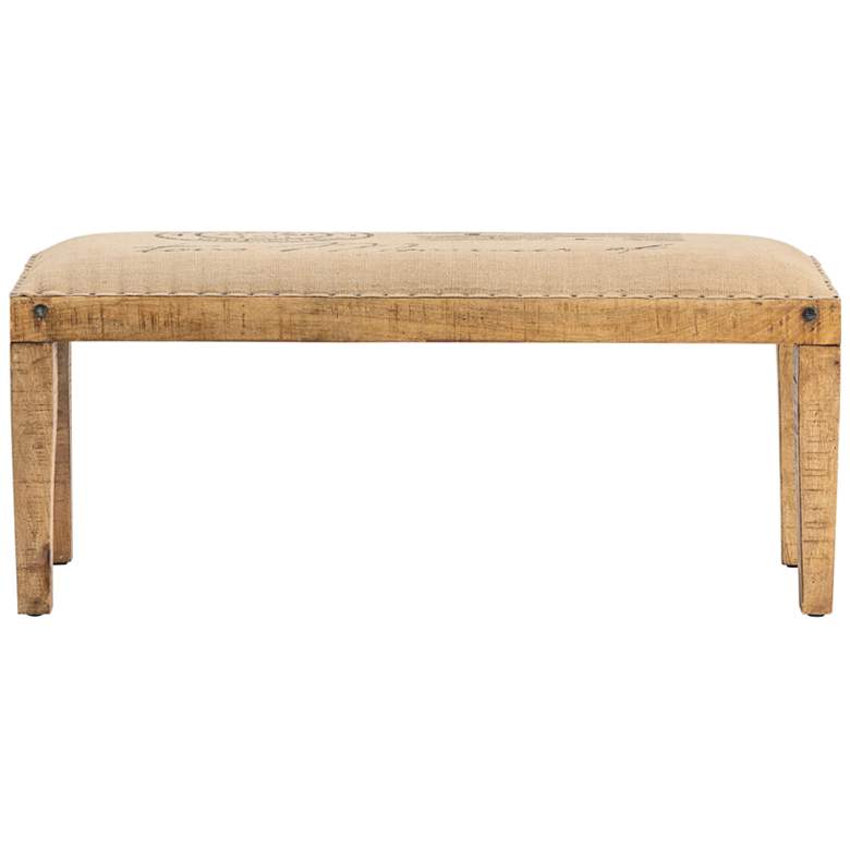 Image 3 Bengal 46 inch Wide Manor Mango Wood and Burlap Bench more views