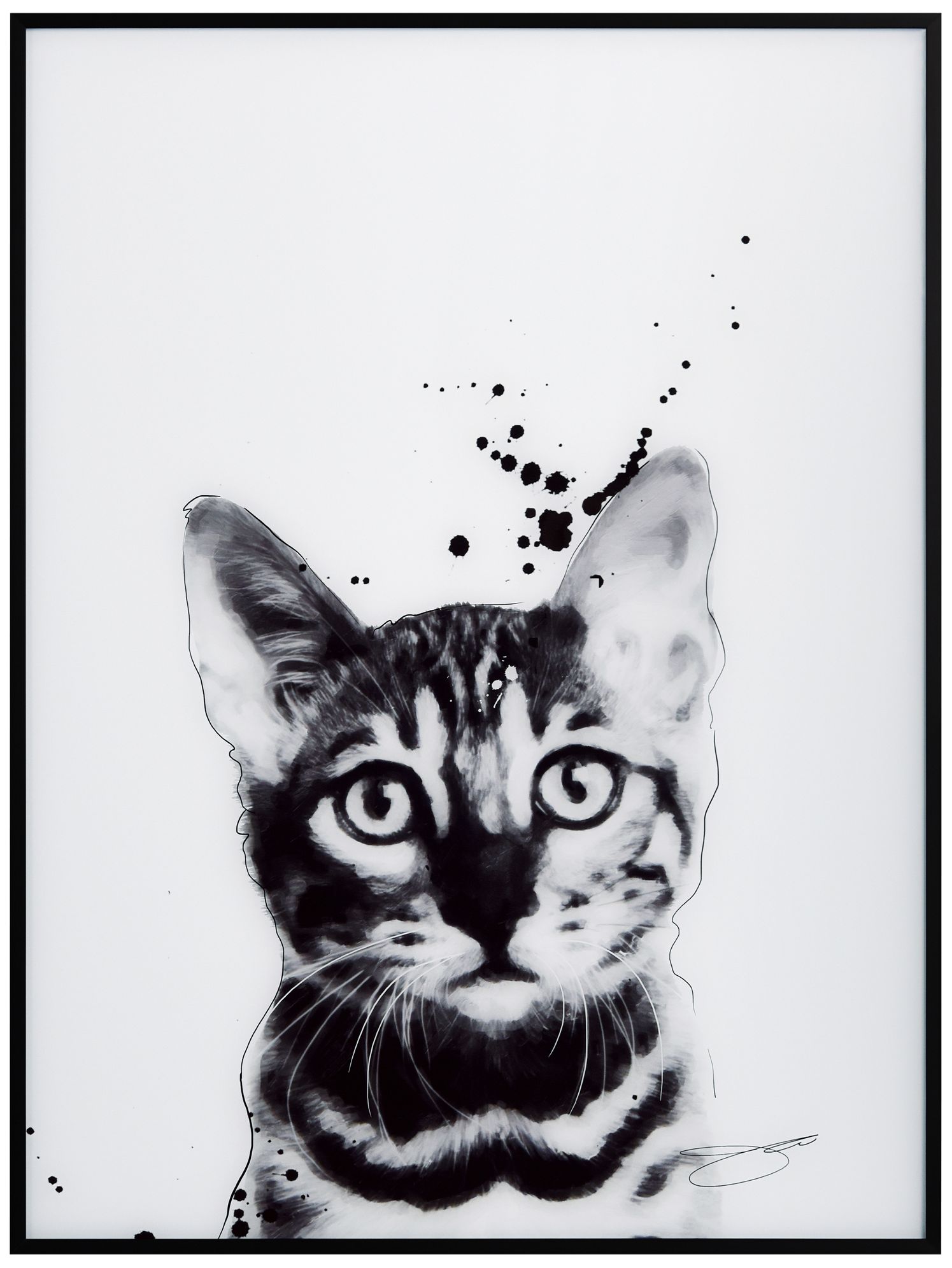 Image 2 Bengal Cat 24"x18" Printed Glass Framed Wall Art