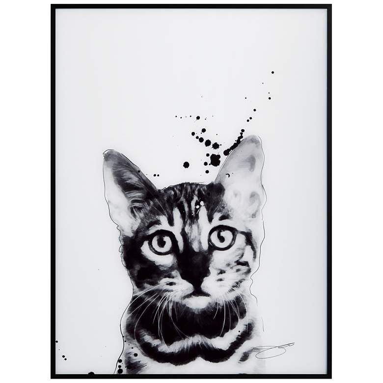 Image 2 Bengal Cat 24"x18" Printed Glass Framed Wall Art