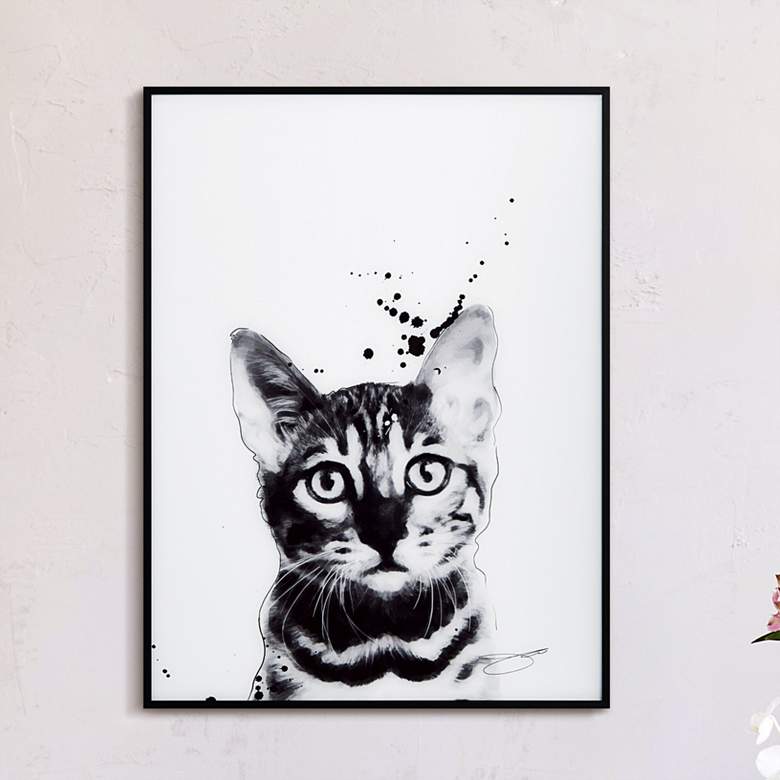 Image 1 Bengal Cat 24"x18" Printed Glass Framed Wall Art