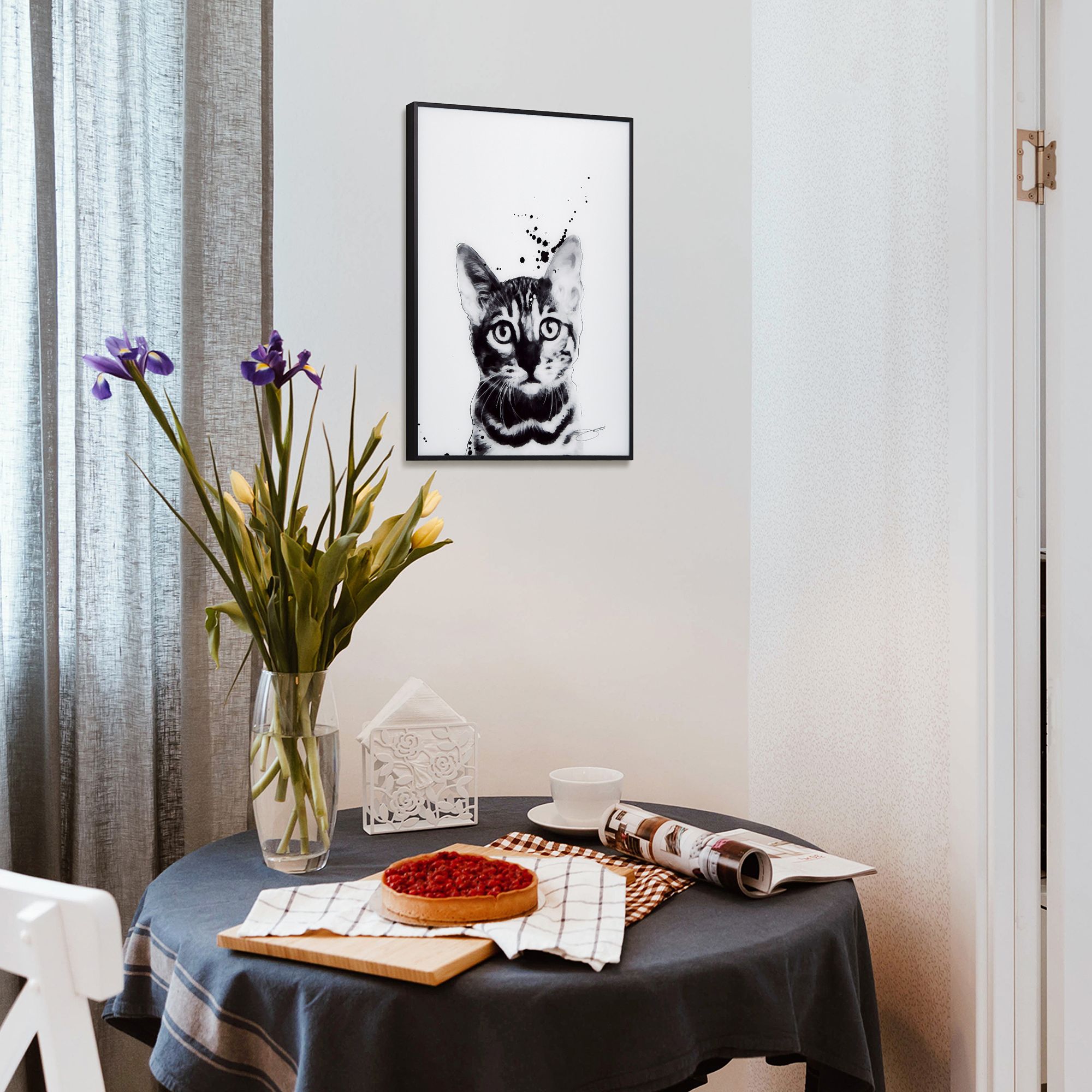 Image 6 Bengal Cat 24"x18" Printed Glass Framed Wall Art more views