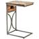 Bengal Manor 14" Wide Acacia Wood and Silver Side Table with USB Ports