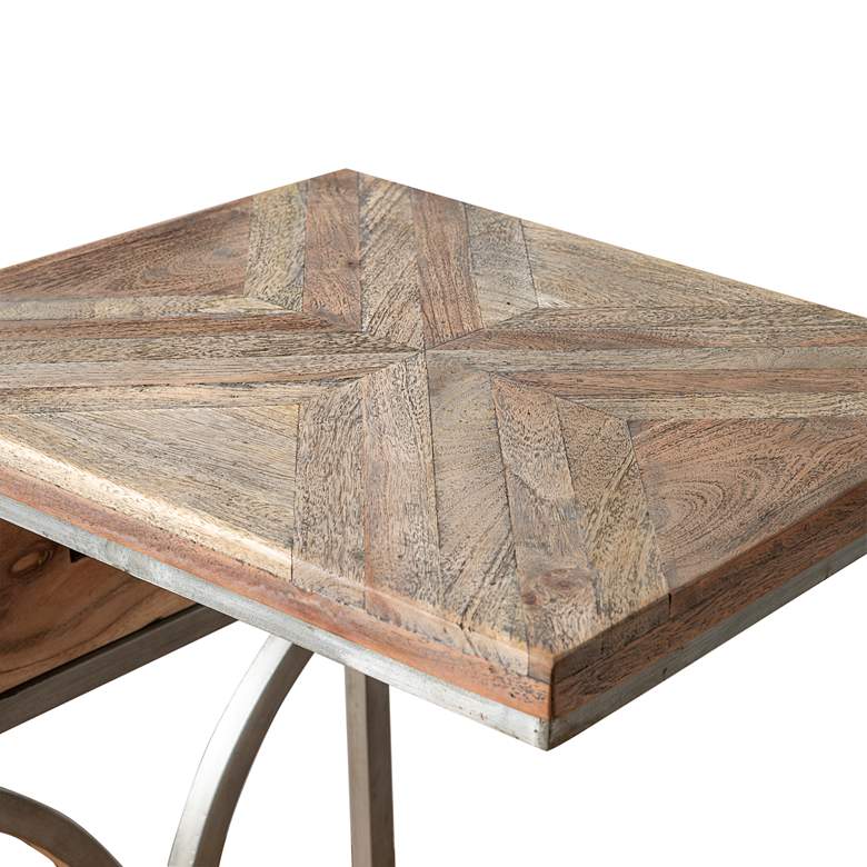 Image 2 Bengal Manor 14" Wide Acacia Wood and Silver Side Table with USB Ports more views