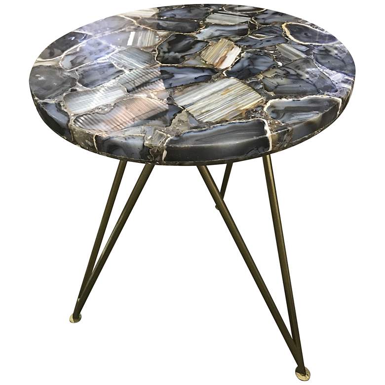 Bengal Manor 17&quot; Wide Blue Agate Modern Accent Table