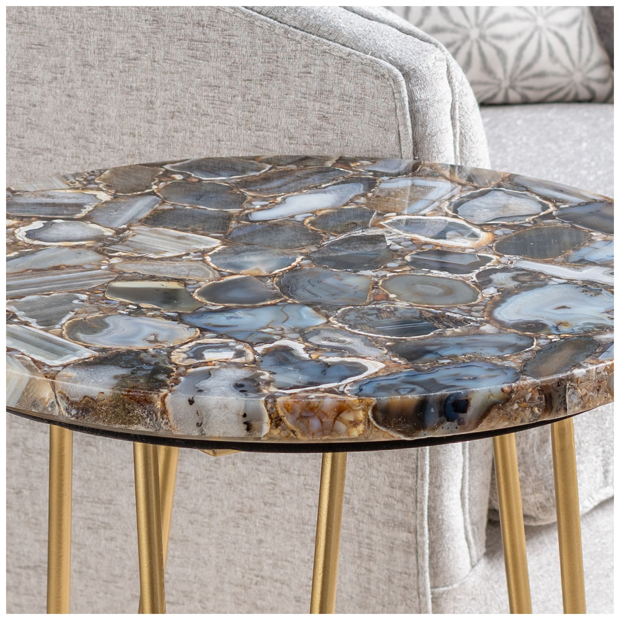 Thumbnail4 of Bengal Manor 17" Wide Blue Agate Modern Accent Table more views