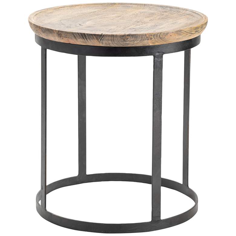 Image 1 Bengal Manor 22 inch Wide Mango Wood and Black Iron Round End Table