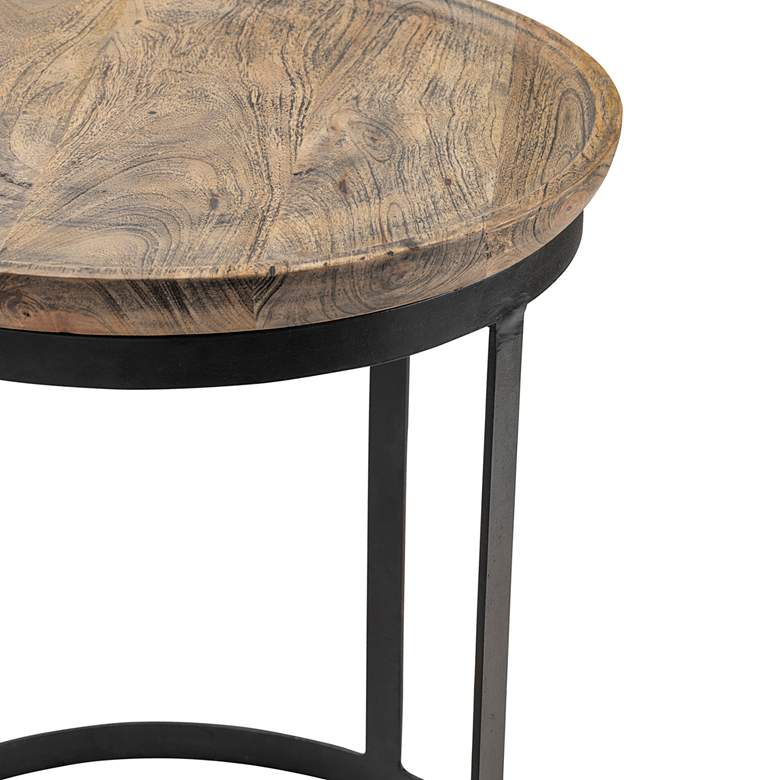 Image 2 Bengal Manor 22" Wide Mango Wood and Black Iron Round End Table more views