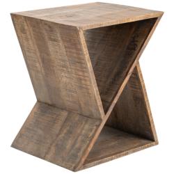 Bengal Manor 22&quot; Wide Mango Wood Triangular Angled End Table