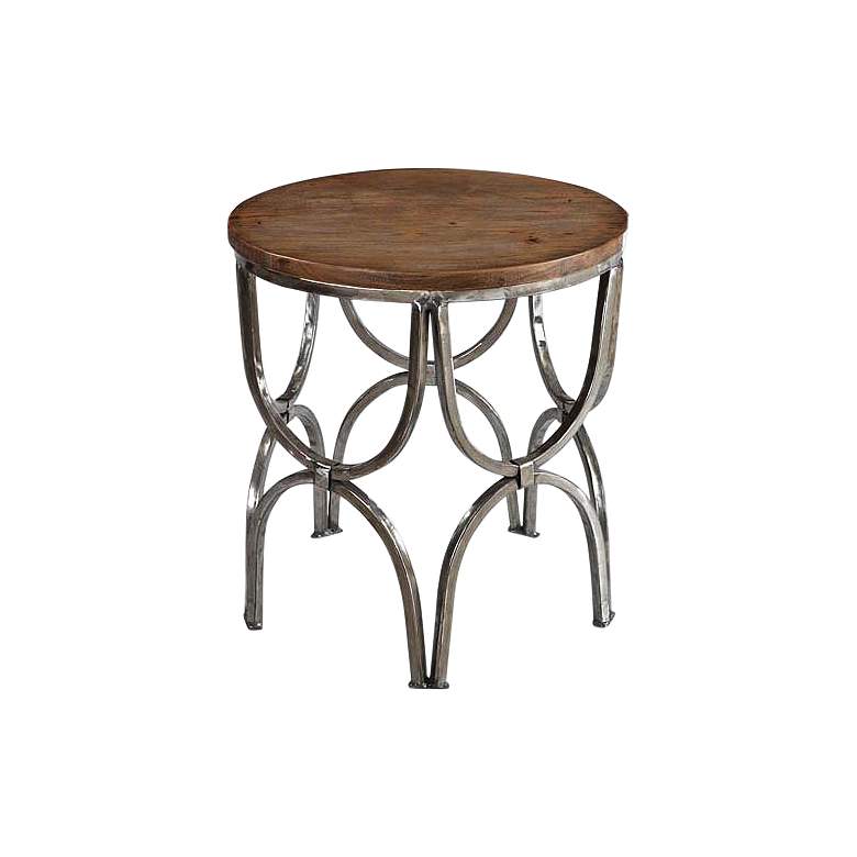 Image 1 Bengal Manor 23" Wide Natural Wood and Metal Round End Table