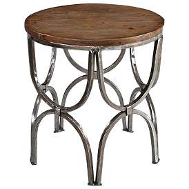 Image1 of Bengal Manor 23" Wide Natural Wood and Metal Round End Table