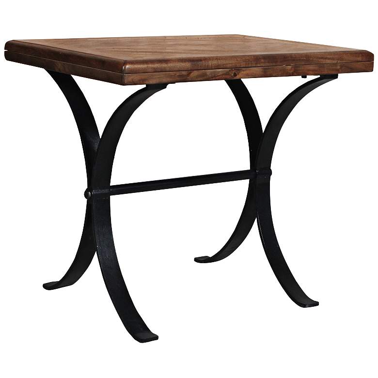 Image 1 Bengal Manor 24 inch Wide Walnut Acacia Wood and Iron End Table