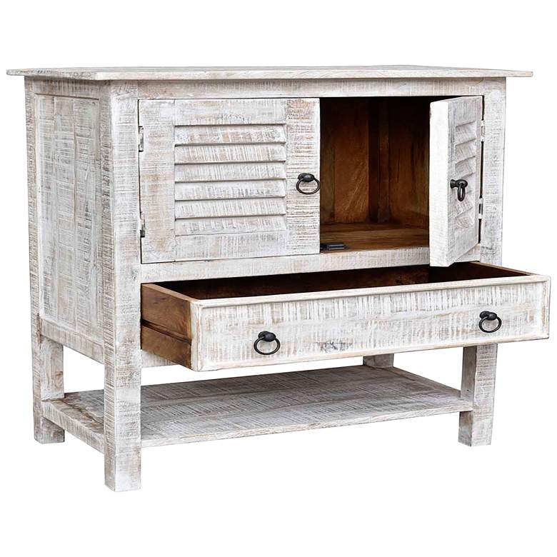 Bengal Manor 30&quot; Wide Whitewashed Mango Wood 1-Drawer Accent Chest