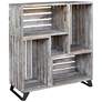 Bengal Manor 36" Wide Black and Gray Mango Wood Crate 5-Shelf Bookcase