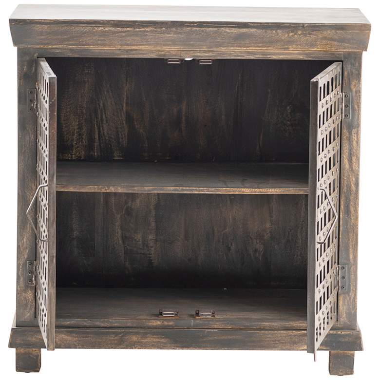 Image 4 Bengal Manor 36 inch Wide Mango Wood and Iron Lattice Cabinet more views