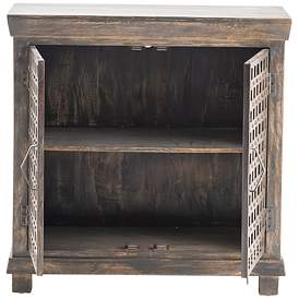 Image4 of Bengal Manor 36" Wide Mango Wood and Iron Lattice Cabinet more views