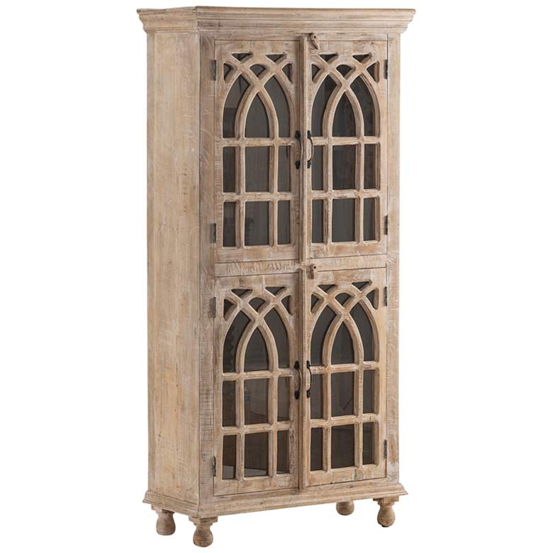 Image 1 Bengal Manor 36" Wide Mango Wood Cathedral 4-Door Cabinet