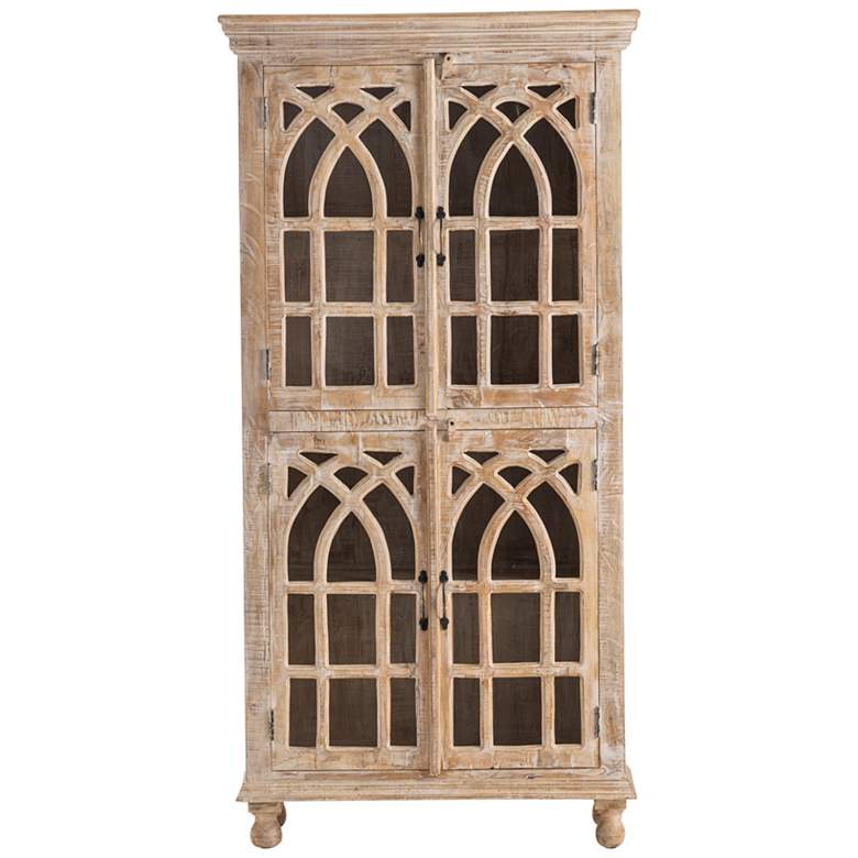 Image 3 Bengal Manor 36" Wide Mango Wood Cathedral 4-Door Cabinet more views