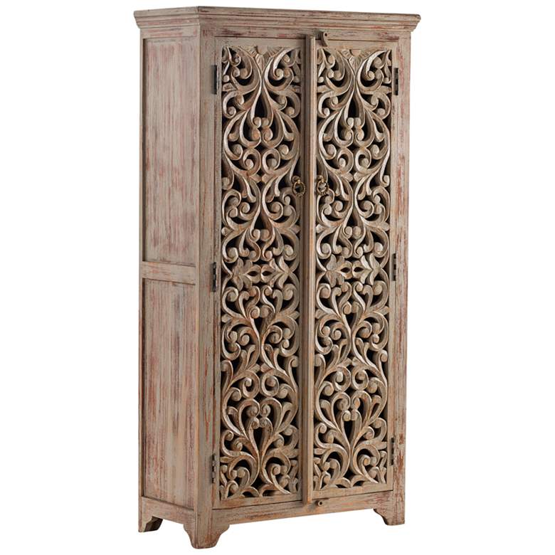 Image 1 Bengal Manor 39 1/2 inch Wide Mango Wood 3-Shelf Tall Cabinet