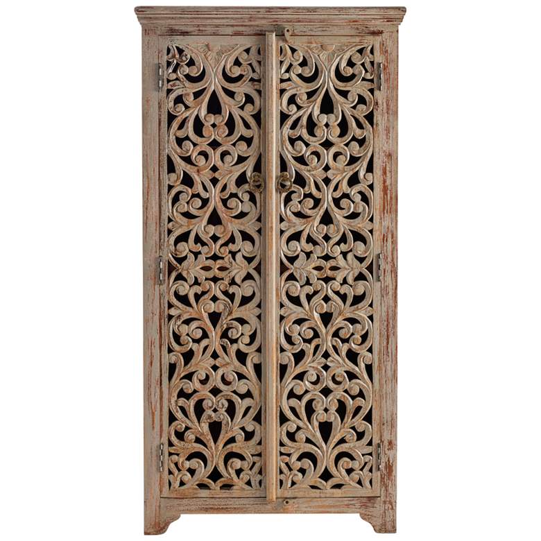Image 3 Bengal Manor 39 1/2 inch Wide Mango Wood 3-Shelf Tall Cabinet more views