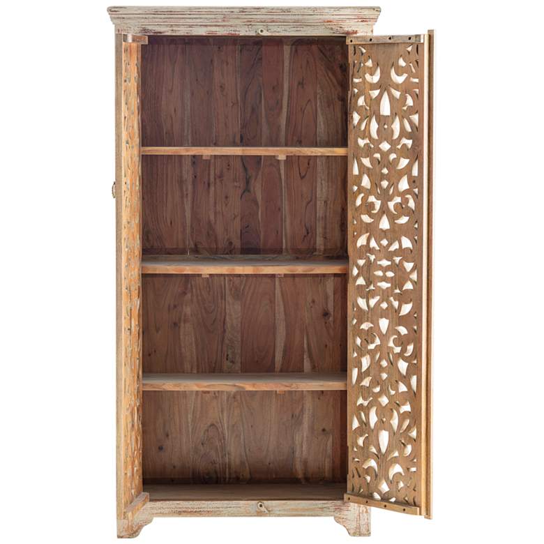 Image 4 Bengal Manor 39 1/2 inch Wide Mango Wood 3-Shelf Tall Cabinet more views