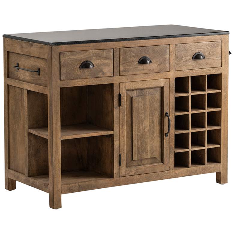 Image 1 Bengal Manor 46 1/2 inchW Mango Wood and Granite 3-Drawer Kitchen Island