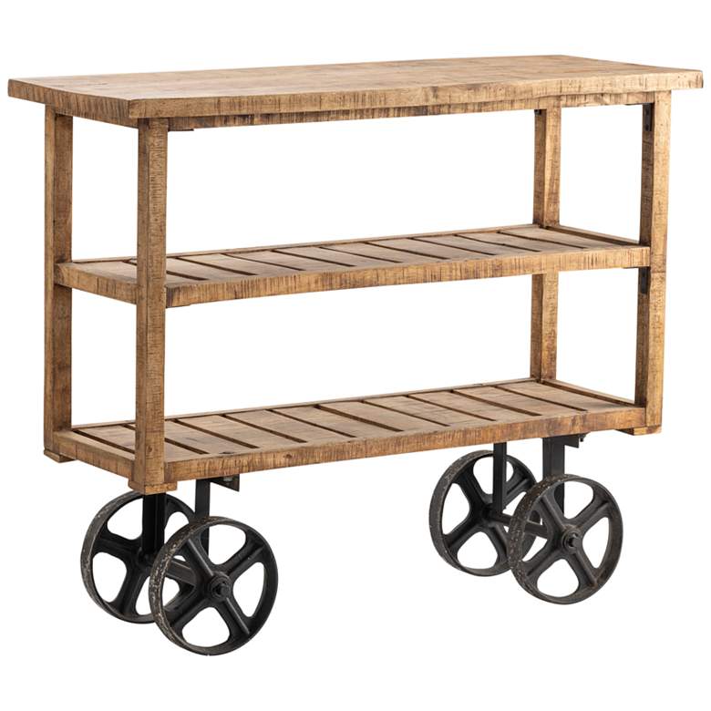 Image 1 Bengal Manor 48" Wide Mango Wood Bar Cart or Serving Cart