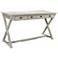 Bengal Manor 56" Wide White Washed Wood 3-Drawer Desk